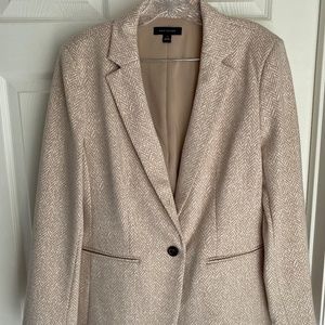 Ann Taylor Cream Herringbone Blazer, Size 12 - Washable